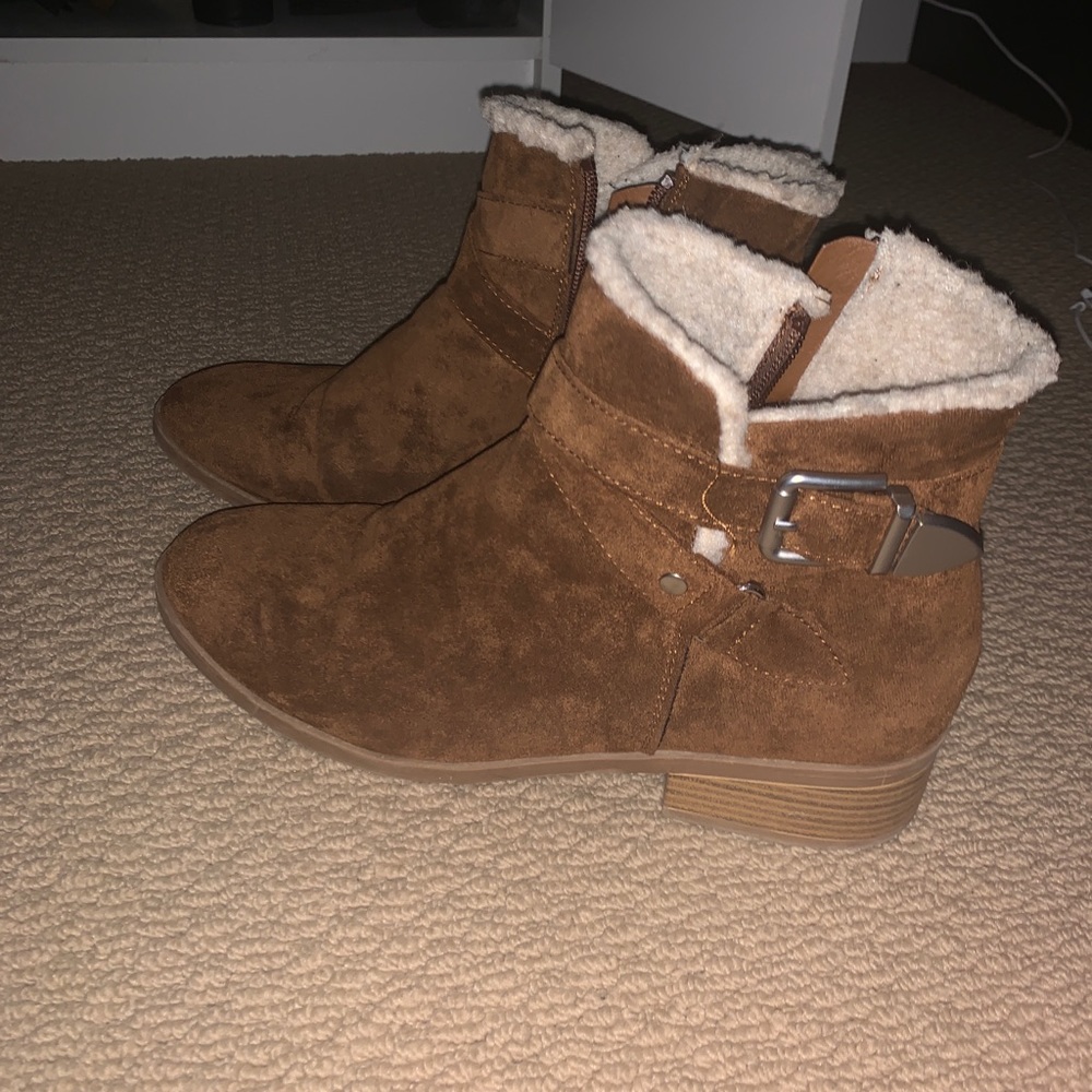 Brown fur boots